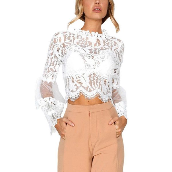 women temperament perspective sweet solid color long bell sleeve round collar chiffon blouse 2019 fashion women blouses t2, White
women temperament perspective sweet solid color long bell sleeve round collar chiffon blouse 2019 fashion women blouses t2, White