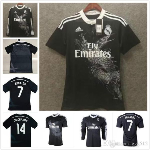 retro soccer jersey real madrid long sleeve 14 15 ronaldo benzema bale isco james 2014 2015 third black football shirt dragon, Black;yellow
retro soccer jersey real madrid long sleeve 14 15 ronaldo benzema bale isco james 2014 2015 third black football shirt dragon, Black;yellow