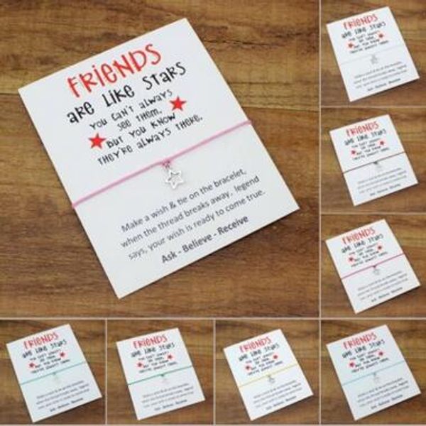 wish bracelet with gift card friends are like stars charm bracelets bangles for women men friendship bracelet greeting cards, Golden;silver
wish bracelet with gift card friends are like stars charm bracelets bangles for women men friendship bracelet greeting cards, Golden;silver