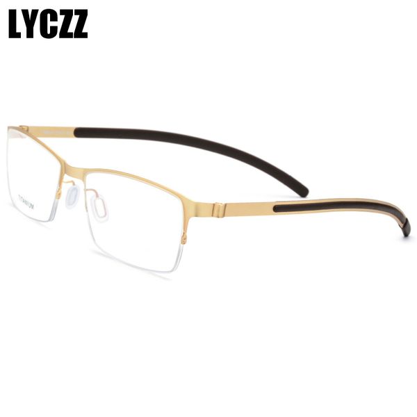 lyczz new men's business glasses frame titanium optical half frame ultralight eyewear eyeglasses square classic oculos de grau, Black
lyczz new men's business glasses frame titanium optical half frame ultralight eyewear eyeglasses square classic oculos de grau, Black