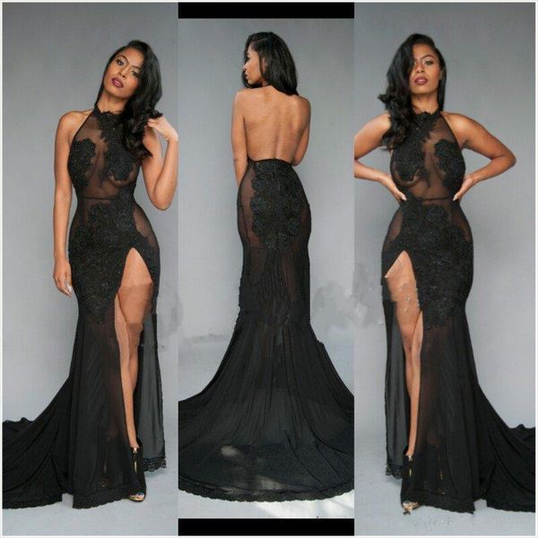 new black white mermaid prom dresses halter neck lace appliques see through backles highi side split formal evening gowns custom 123
new black white mermaid prom dresses halter neck lace appliques see through backles highi side split formal evening gowns custom 123