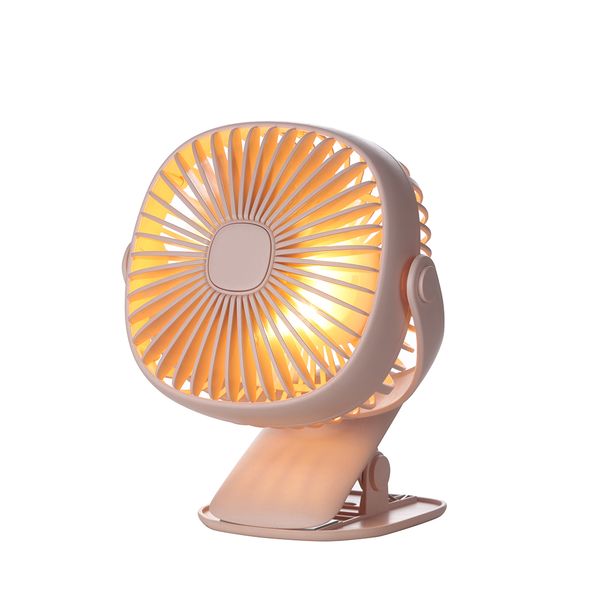 adjustable 360 rotating 5v usb portable desk abs mini clip fan with led warm night light