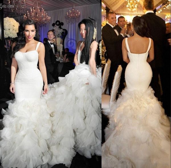 Spaghetti Sexy Slim Spring Mermaid Wedding Dresses Tiered Skirt Lace Organza Chapel Train Bridal Gowns Custom Made
Spaghetti Sexy Slim Spring Mermaid Wedding Dresses Tiered Skirt Lace Organza Chapel Train Bridal Gowns Custom Made