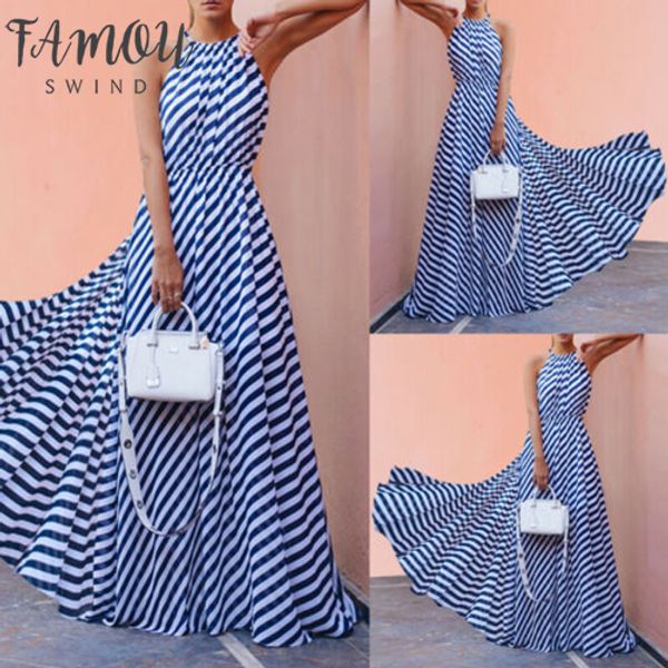 women summer holiday beach long maxi stripe dress strappy sleeveless sundress halter dresses, Black;gray
women summer holiday beach long maxi stripe dress strappy sleeveless sundress halter dresses, Black;gray