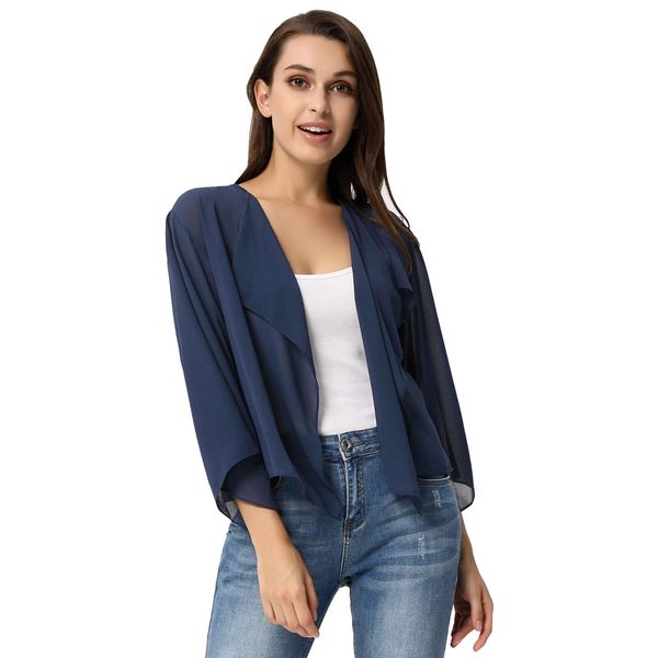 women's lightweight long sleeve open front see-through chiffon shrug bolero, Black;brown
women's lightweight long sleeve open front see-through chiffon shrug bolero, Black;brown