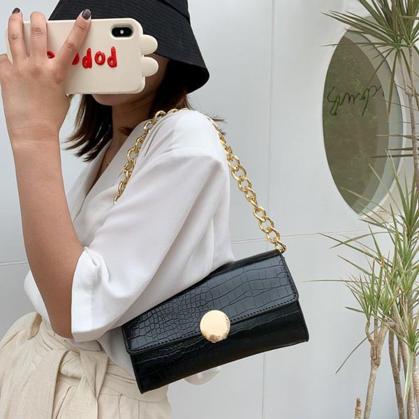 pu leather pure color chain tote women casual shoulder messenger bags purses youth ladies simple versatile bag