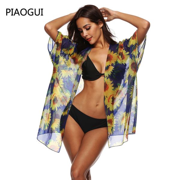 2019 women casual beachwear shirt cover up sunflower floral printed cool beach shirt swimwear sun clothing sunscreen, White
2019 women casual beachwear shirt cover up sunflower floral printed cool beach shirt swimwear sun clothing sunscreen, White