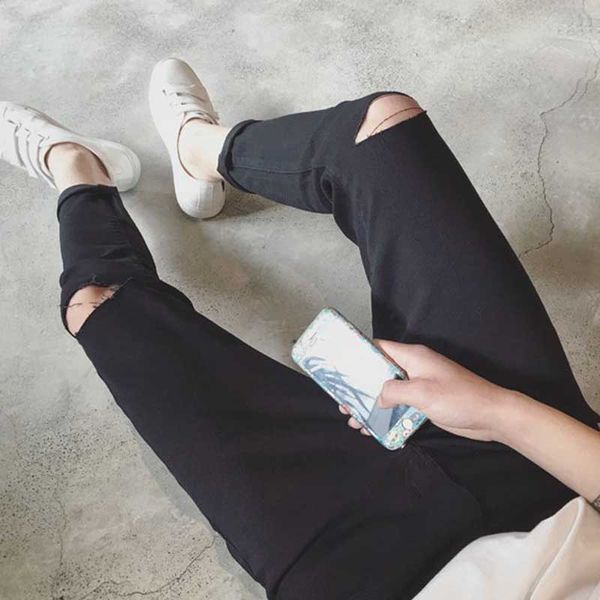 2019 summer spring fashion korean black/blue streetwear denim jeans harem men's ripped cut hole pants feet youth solid color
2019 summer spring fashion korean black/blue streetwear denim jeans harem men's ripped cut hole pants feet youth solid color