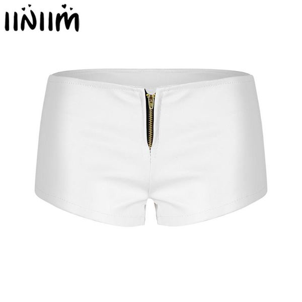 women femme wetlook punk shorts faux leather front zipper low waisted booty shorts mini night clubwear costumes, White;black
women femme wetlook punk shorts faux leather front zipper low waisted booty shorts mini night clubwear costumes, White;black