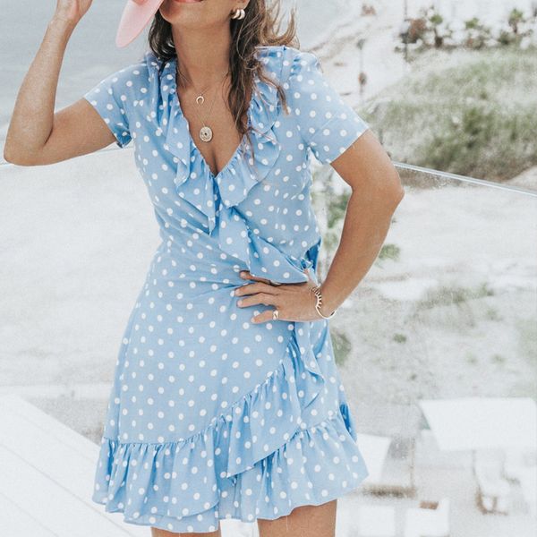 summer casual beach dresses 2020 sweet v-neck with ruffled dot dress women printed dress mini vestidos short dresses womens, Black;gray
summer casual beach dresses 2020 sweet v-neck with ruffled dot dress women printed dress mini vestidos short dresses womens, Black;gray