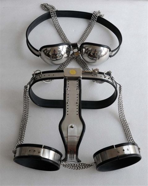 new female metal underwear t pant steel chastity belt thigh cuff stainless steel bra handcuffs collar
new female metal underwear t pant steel chastity belt thigh cuff stainless steel bra handcuffs collar
