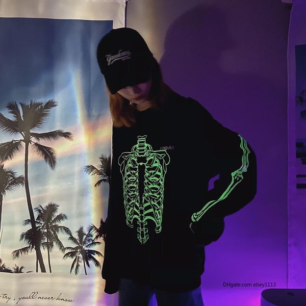 men designer aj skeleton oversized hoodie brand new men women fashion casual streetwear hoodies m to xl man qd woman sellers, Black