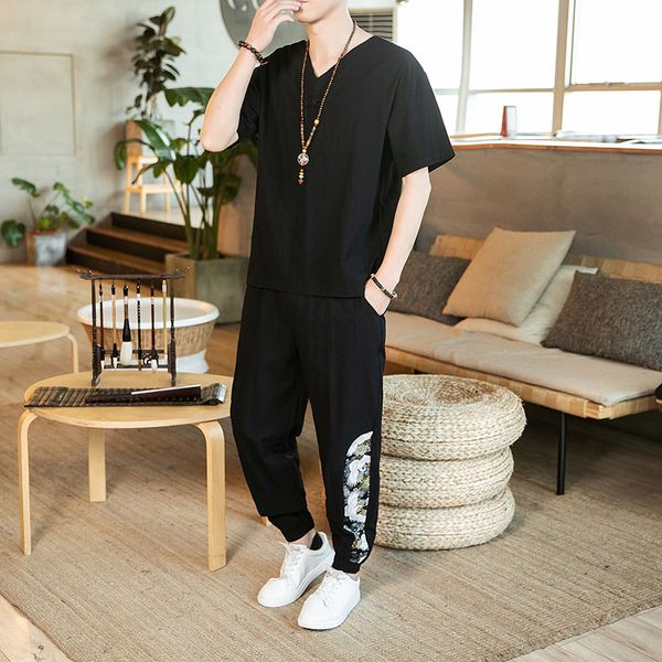 5xl streetwear summer short sleeve shirt + ankle pants men 2pc sets chinese style loose fit tracksuit men set hip hop xxxxxl, Gray
5xl streetwear summer short sleeve shirt + ankle pants men 2pc sets chinese style loose fit tracksuit men set hip hop xxxxxl, Gray