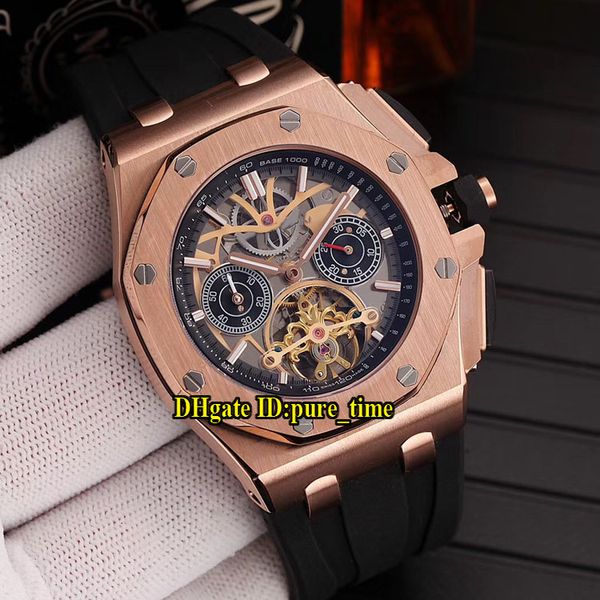 new 26582 black skeleton dial tourbillon automatic mens watch rose gold case rubber strap sapphire gents sport watches pure_time, Slivery;brown
new 26582 black skeleton dial tourbillon automatic mens watch rose gold case rubber strap sapphire gents sport watches pure_time, Slivery;brown