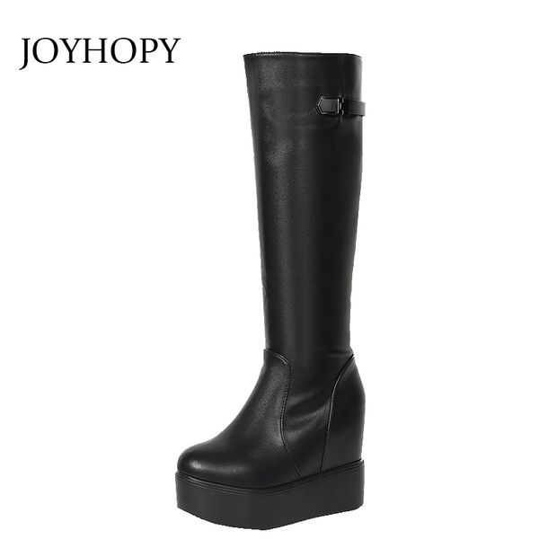 winter flat platform height increasing high tube boots women side zipper wedges shoes female pu leather mid calf boots wb075, Black
winter flat platform height increasing high tube boots women side zipper wedges shoes female pu leather mid calf boots wb075, Black