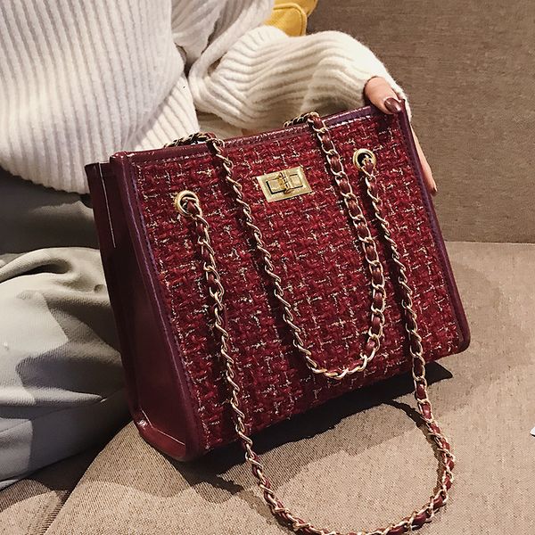 2 bags winter fashion new ladies big tote bag quality woolen women's designer handbag lock shoulder messenger bags 
2 bags winter fashion new ladies big tote bag quality woolen women's designer handbag lock shoulder messenger bags