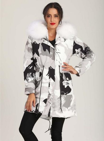 new arrival white raccoon fur trim mukla furs brand women jacket white rex rabbit fur lining white camouflage long parkas, Black
new arrival white raccoon fur trim mukla furs brand women jacket white rex rabbit fur lining white camouflage long parkas, Black