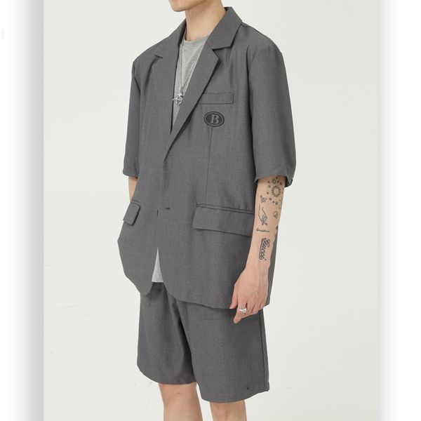 men summer casual suits sets jacket+shorts male streetwear hip hop loose short sleeve blazers suit jacket elastic waist shorts, White;black
men summer casual suits sets jacket+shorts male streetwear hip hop loose short sleeve blazers suit jacket elastic waist shorts, White;black