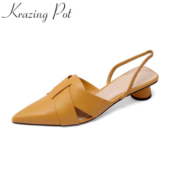 size krazing pot full large grain leather pointed toe med heels back straps french romantic mature dating summer sandals l82, Black
size krazing pot full large grain leather pointed toe med heels back straps french romantic mature dating summer sandals l82, Black
