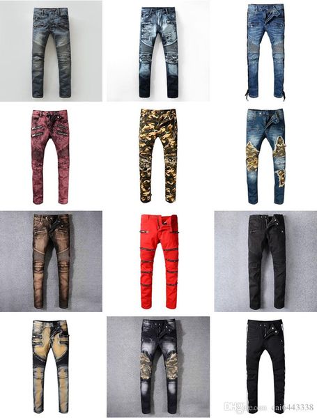 distressed france fashion pierre straight jeans men's biker jeans hole stretch denim casual jean men skinny pants elasticity ripped tro, Blue 
distressed france fashion pierre straight jeans men's biker jeans hole stretch denim casual jean men skinny pants elasticity ripped tro, Blue