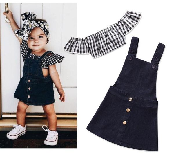 baby girls clothes outfits fashion plaid kids clothing sets 2018 summer kids clothes plaid strapless + denim suspender dress by0998, White
baby girls clothes outfits fashion plaid kids clothing sets 2018 summer kids clothes plaid strapless + denim suspender dress by0998, White