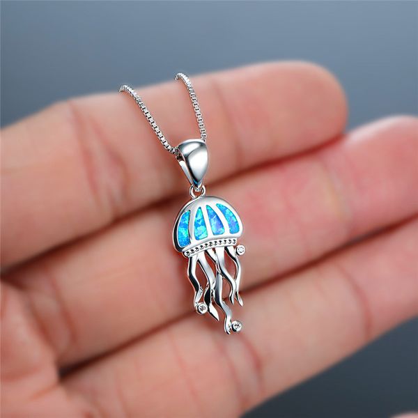 female luxury blue fire opal jellyfish pendant necklaces for women 925 silver animal jewelry wedding engagement promise present
female luxury blue fire opal jellyfish pendant necklaces for women 925 silver animal jewelry wedding engagement promise present
