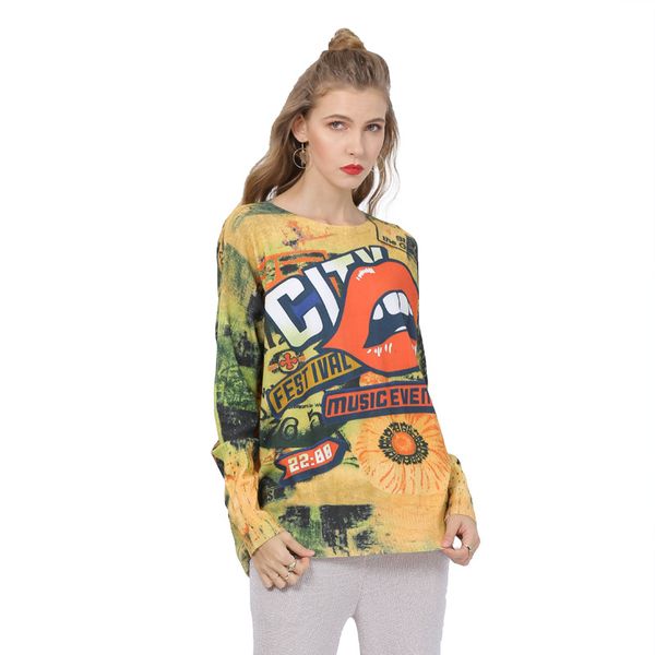new style large size sweater women autumn printed long-sleeved pullover knitted sweater oversized pull femme d6348, White;black
new style large size sweater women autumn printed long-sleeved pullover knitted sweater oversized pull femme d6348, White;black