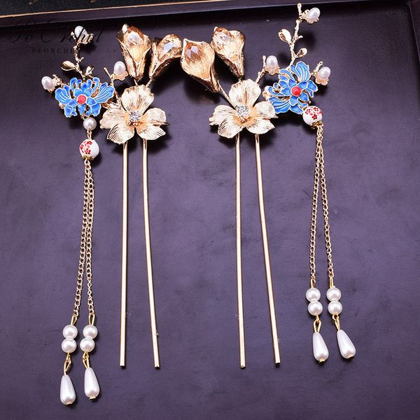 peorchid gold blue chinese hairpin floral traditional tang brides hair sticks hair pins cheongsam headpiece wedding accessories, Golden;white
peorchid gold blue chinese hairpin floral traditional tang brides hair sticks hair pins cheongsam headpiece wedding accessories, Golden;white