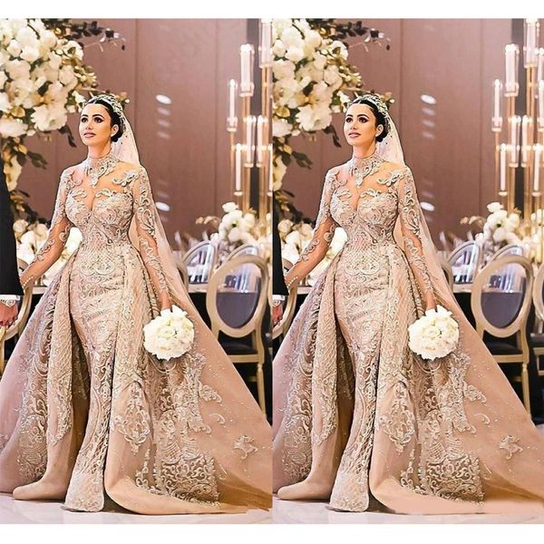 arabic dubai long sleeve wedding dress gorgeous high neck 2020 mermaid lace appliques detachable train bridal gown vestido de noiva, White
arabic dubai long sleeve wedding dress gorgeous high neck 2020 mermaid lace appliques detachable train bridal gown vestido de noiva, White