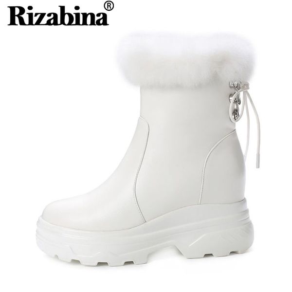 rizabina thick bottom ankle boots for women real leather leisure shoes women winter warm fur lace up footwear size 33-40, Black 
rizabina thick bottom ankle boots for women real leather leisure shoes women winter warm fur lace up footwear size 33-40, Black