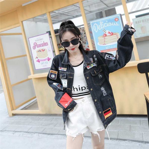 denim jacket women fashion embroidery stitching hip hop jeans coat long sleeve loose jeans jacket female harajuku jackets lr217, Black;brown
denim jacket women fashion embroidery stitching hip hop jeans coat long sleeve loose jeans jacket female harajuku jackets lr217, Black;brown
