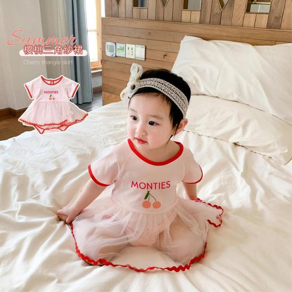 newborn baby girls summer romper infant short sleeve cherry print jumpsuit splicing mesh princess sweet clothes outfits, Blue
newborn baby girls summer romper infant short sleeve cherry print jumpsuit splicing mesh princess sweet clothes outfits, Blue