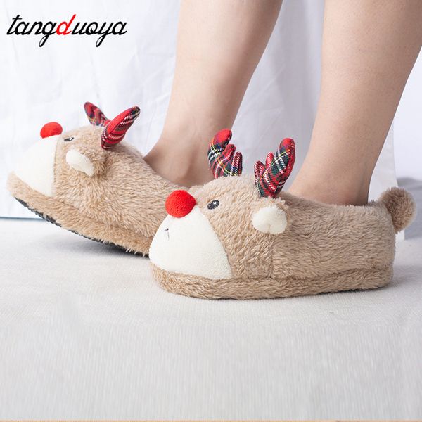 2019 new kids cartoon plush slippers cute animals cotton shoes boys girls home slippers winter warm indoor furry shoes, Black
