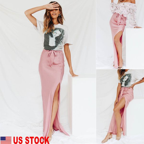 2019 new arrival solid satin with sashes bow maxi pencil skirt women fashion elastic high waist office bodycon long split skirts, Black
2019 new arrival solid satin with sashes bow maxi pencil skirt women fashion elastic high waist office bodycon long split skirts, Black