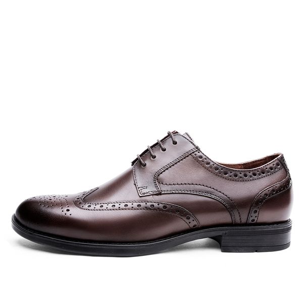 High Quality Men's Leather Dress Shoes In Spring and Autumn, Genuine New Fashion Handmade Leather Shoes 2019, Black