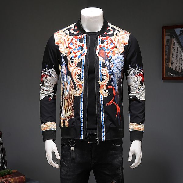 fashion autumn men's jacket wild handsome retro print shirt tide stand collar xl jacket, Black;brown
fashion autumn men's jacket wild handsome retro print shirt tide stand collar xl jacket, Black;brown