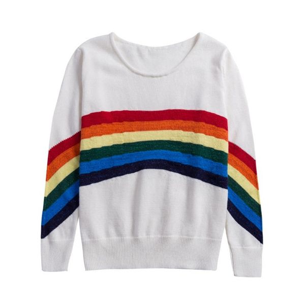 luxury designer brand knitted sweater for women rainbow stripeed loose knitted pullovers sweater black white, White;black
luxury designer brand knitted sweater for women rainbow stripeed loose knitted pullovers sweater black white, White;black