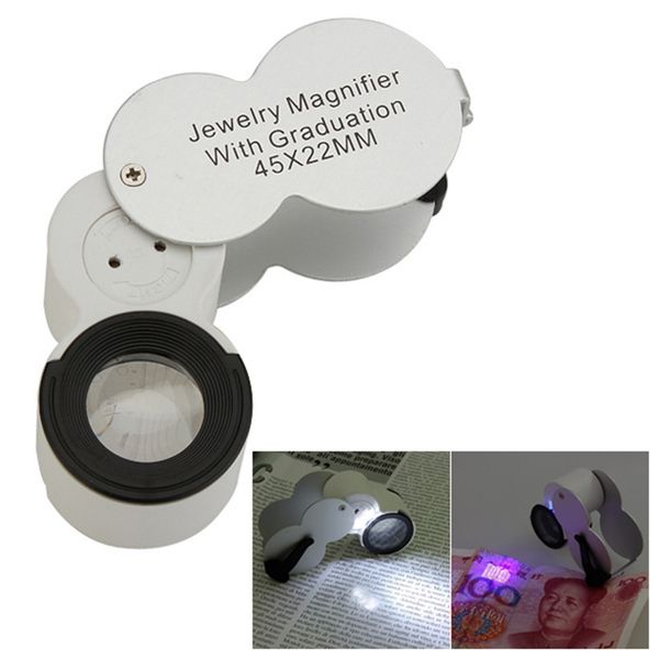 different price 45x 22mm scale jeweller led light & uv magnifier magnifying loupe glass loop watch repair tool
different price 45x 22mm scale jeweller led light & uv magnifier magnifying loupe glass loop watch repair tool