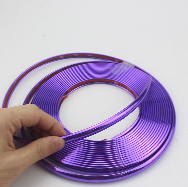 8m car wheel hub rim edge protector ring tire strip guard purple plating decals