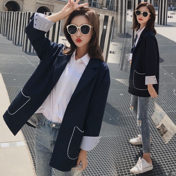 2019 spring blazer cotton england style button notched collar regular length full sleeves solid clothing, White;black
2019 spring blazer cotton england style button notched collar regular length full sleeves solid clothing, White;black