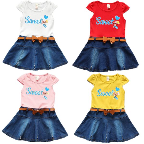 2020 new girls summer cotton denim short sleeve stitching dress girls casual dress + belt, Red;yellow
2020 new girls summer cotton denim short sleeve stitching dress girls casual dress + belt, Red;yellow