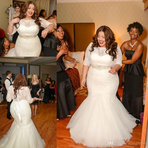setwell plus size mermaid wedding dress with half sleeve applique lace wedding gowns elegant custom made bridal dress, White
setwell plus size mermaid wedding dress with half sleeve applique lace wedding gowns elegant custom made bridal dress, White