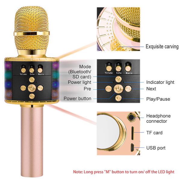 dhl wireless bluetooth karaoke microphone with controllable led lights, portable handheld karaoke speaker machine christmas birthday
dhl wireless bluetooth karaoke microphone with controllable led lights, portable handheld karaoke speaker machine christmas birthday