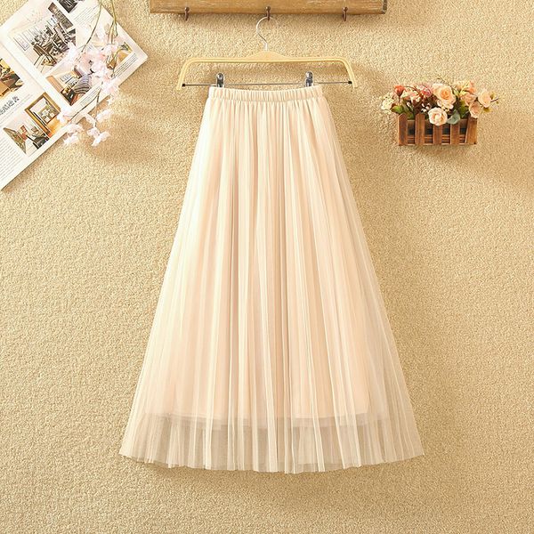 mesh skirt spring women's medium length skirt a-line large pleated fairy long with thin drape, Black
mesh skirt spring women's medium length skirt a-line large pleated fairy long with thin drape, Black