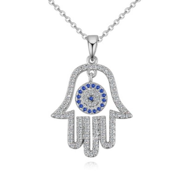 palm blue eyed pendant necklace evil eyes for women cz zircon copper necklaces european and american statement jewelry gift, Silver
palm blue eyed pendant necklace evil eyes for women cz zircon copper necklaces european and american statement jewelry gift, Silver