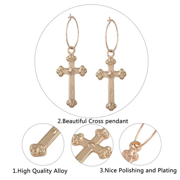 fashion brand metal cross hoop earrings for women punk jewelry gold circle earrings pendant vintage bijoux, Golden;silver
fashion brand metal cross hoop earrings for women punk jewelry gold circle earrings pendant vintage bijoux, Golden;silver