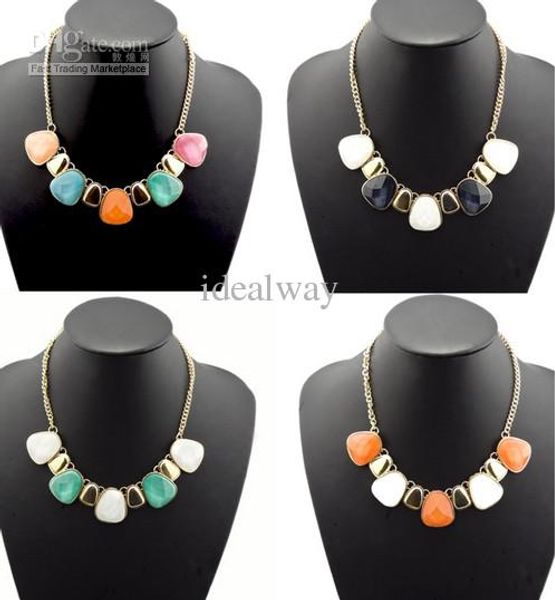 fashion european style gold plated metal gemstone choker statement necklace, Golden;silver
fashion european style gold plated metal gemstone choker statement necklace, Golden;silver