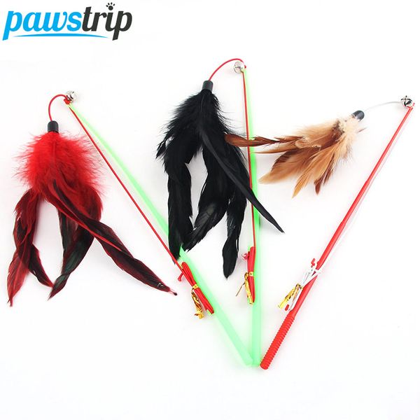 

10pcs/lot pet cat bell toys the dangle feather rod roped dog toys funny fun play playing for cats kitten pet products