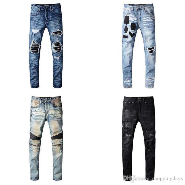 4 colors designer jeans distressed ripped biker slim fit motorcycle biker denim for men hip hop blue patches mens jeans
4 colors designer jeans distressed ripped biker slim fit motorcycle biker denim for men hip hop blue patches mens jeans
