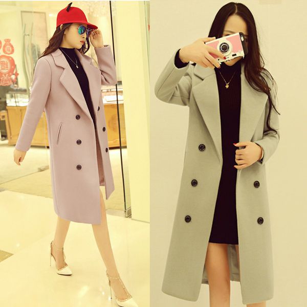 casual long winter fashion wool coats loose wool blend coat and jacket double breasted coat femenino, Black
casual long winter fashion wool coats loose wool blend coat and jacket double breasted coat femenino, Black